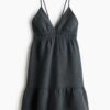 H & M - Open-backjurk van mousseline - Donkergrijs