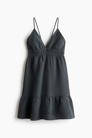 H & M - Open-backjurk van mousseline - Donkergrijs