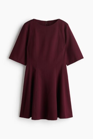 H & M - Getailleerde jurk van twill - Bordeauxrood