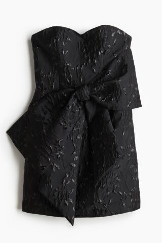 H & M - Jacquardgeweven jurk met strik - Zwart