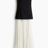 H & M - Bandeaujurk met plooirok - Zwart/Wit
