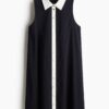H & M - Overhemdjurk met A-line - Marineblauw/Wit