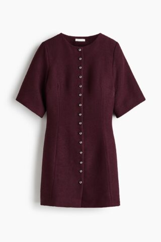 H & M - Bouclé jurk - Bordeauxrood