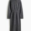H & M - Gebreide jurk met turtleneck - Donkergrijs Gemêleerd