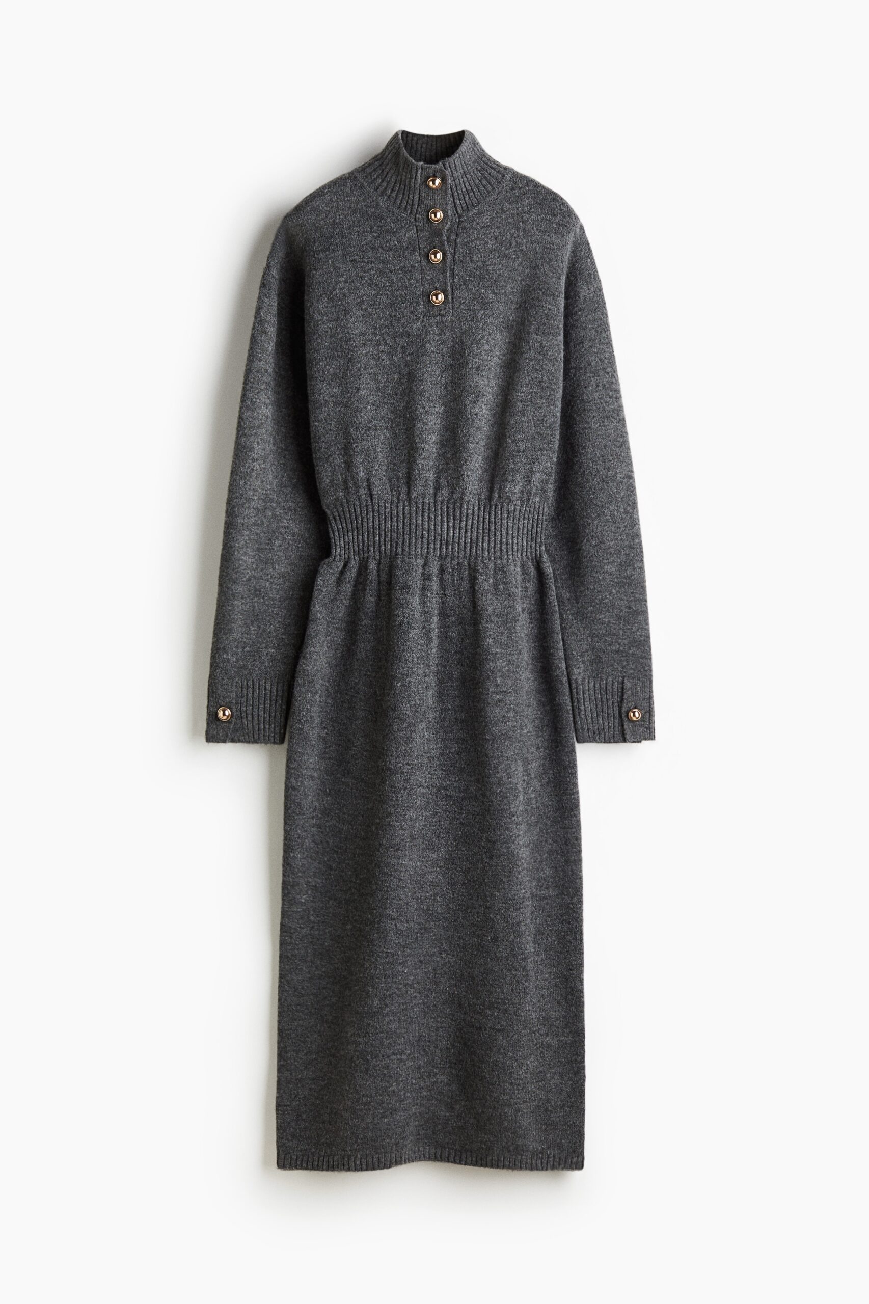 H & M - Gebreide jurk met turtleneck - Donkergrijs Gemêleerd H & M - Gebreide jurk met turtleneck - Donkergrijs Gemêleerd
