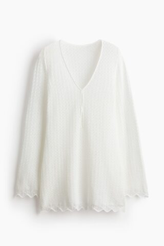 H & M - Ajourgebreide strandjurk - Wit