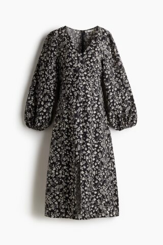 H & M - MAMA Doorknoopjurk - Zwart/Bloemen