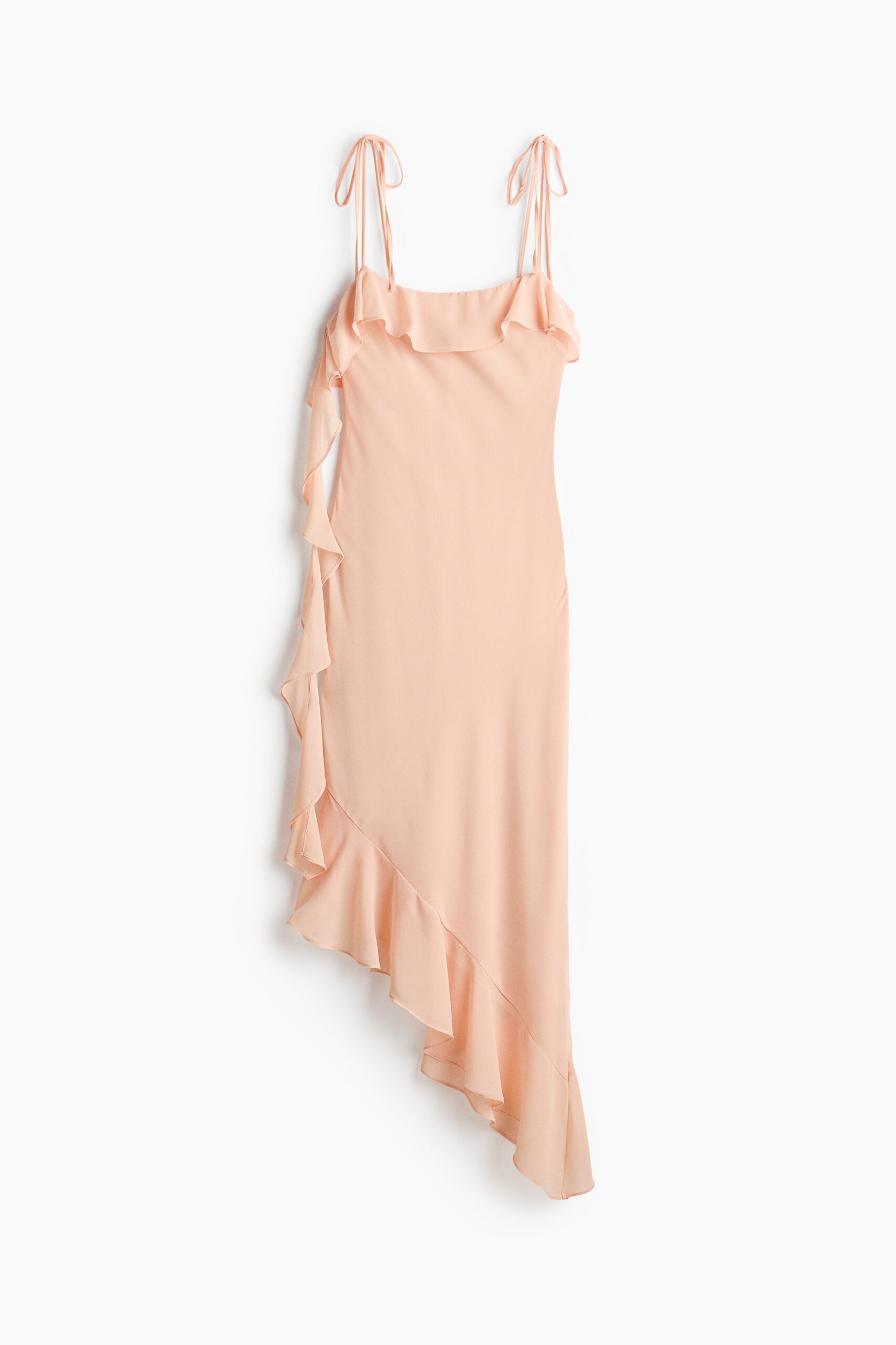 H & M - Volantjurk met strikbandjes - Licht Perzikroze