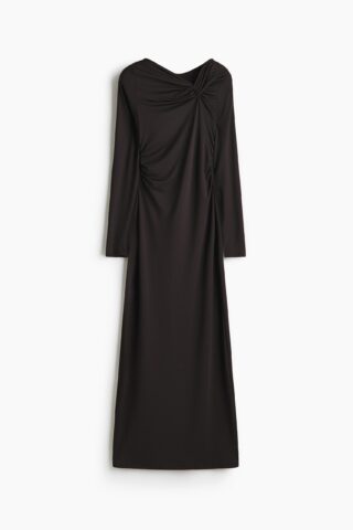 H & M - Gedrapeerde tricot jurk - Zwart