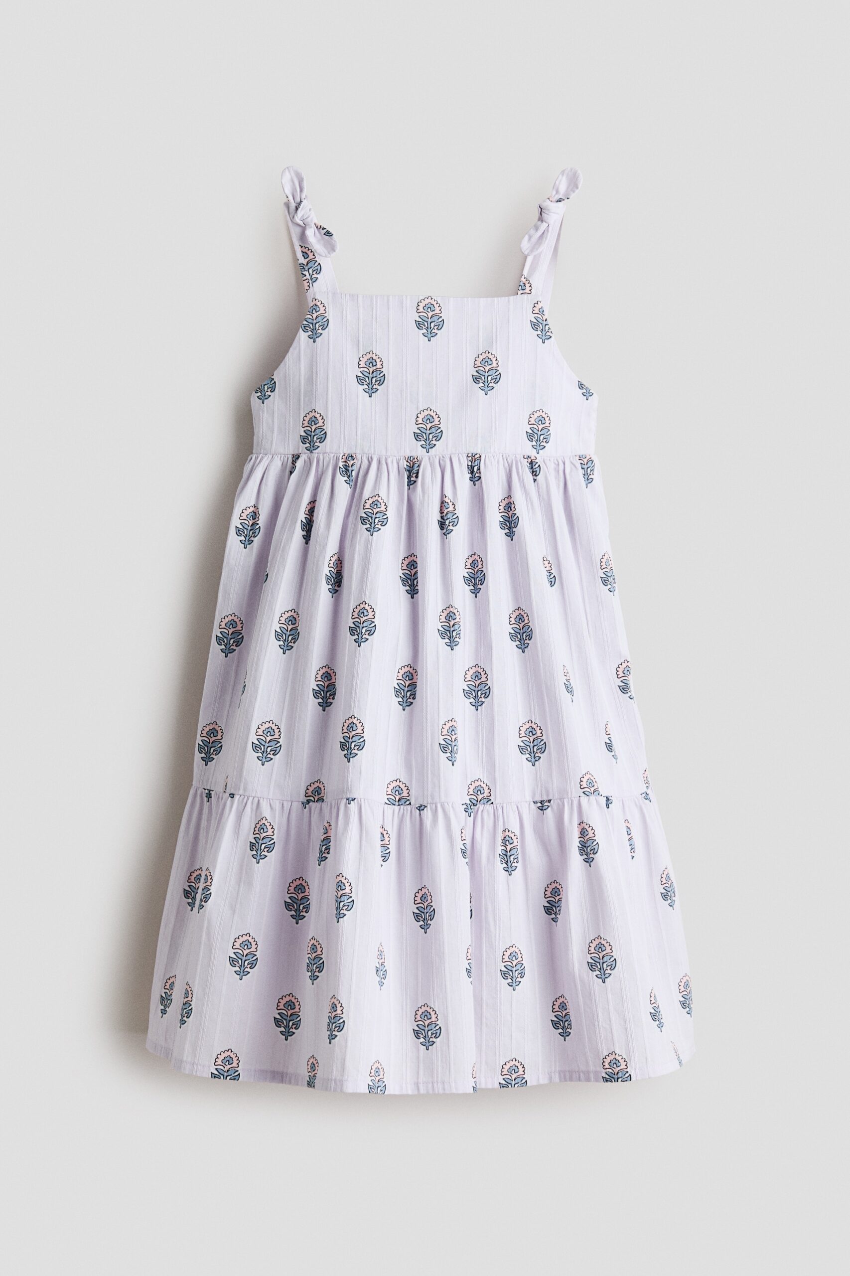 H & M - Katoenen strokenjurk - Lichtpaars/Bloemen