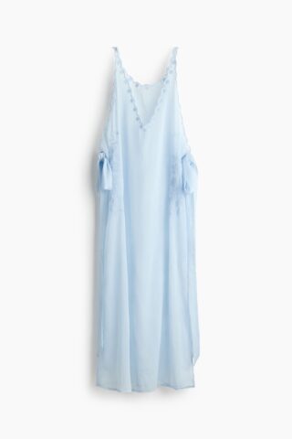 H & M - Chiffon strandjurk met borduursel - Lichtblauw