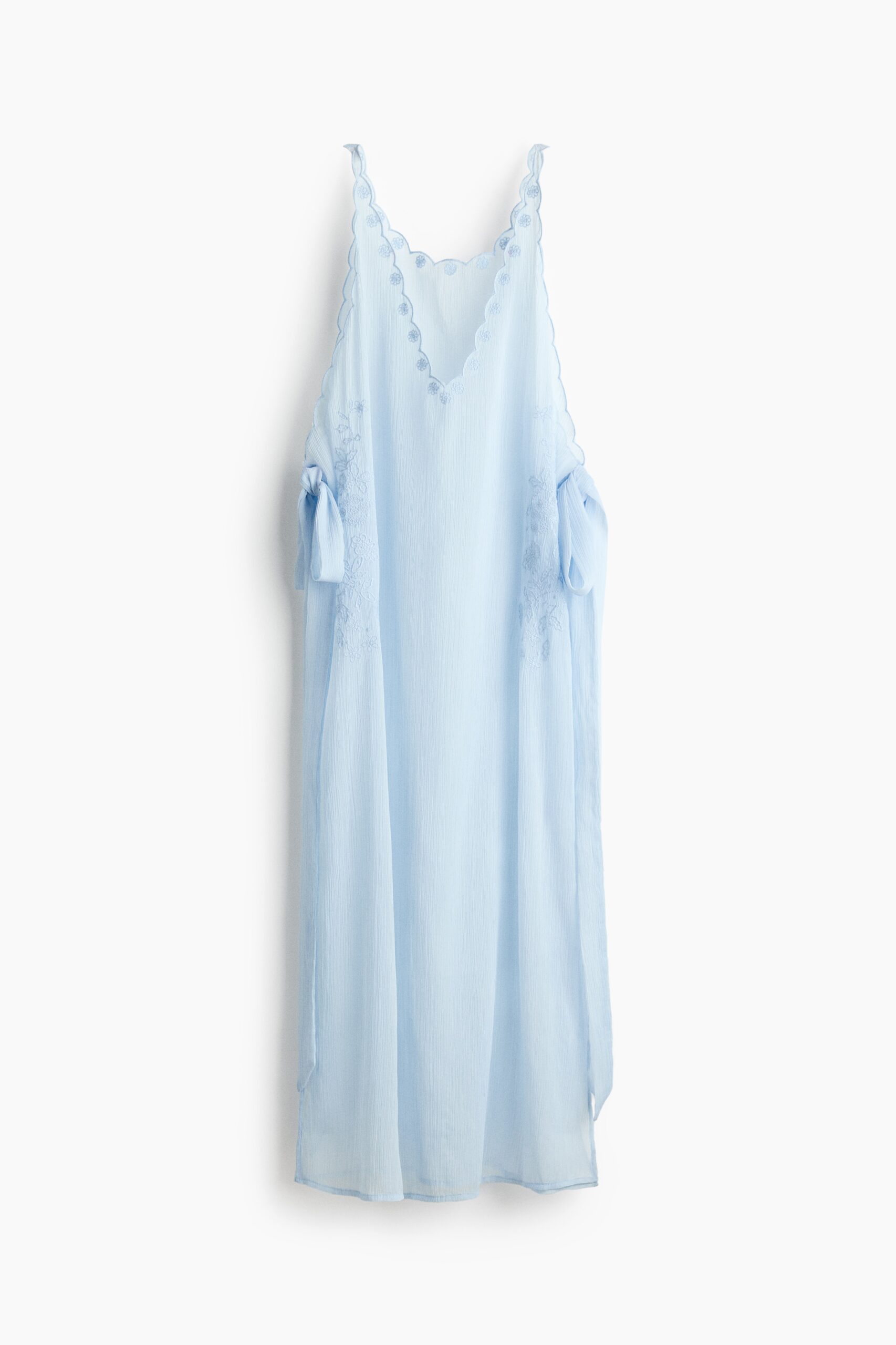 H & M - Chiffon strandjurk met borduursel - Lichtblauw H & M - Chiffon strandjurk met borduursel - Lichtblauw