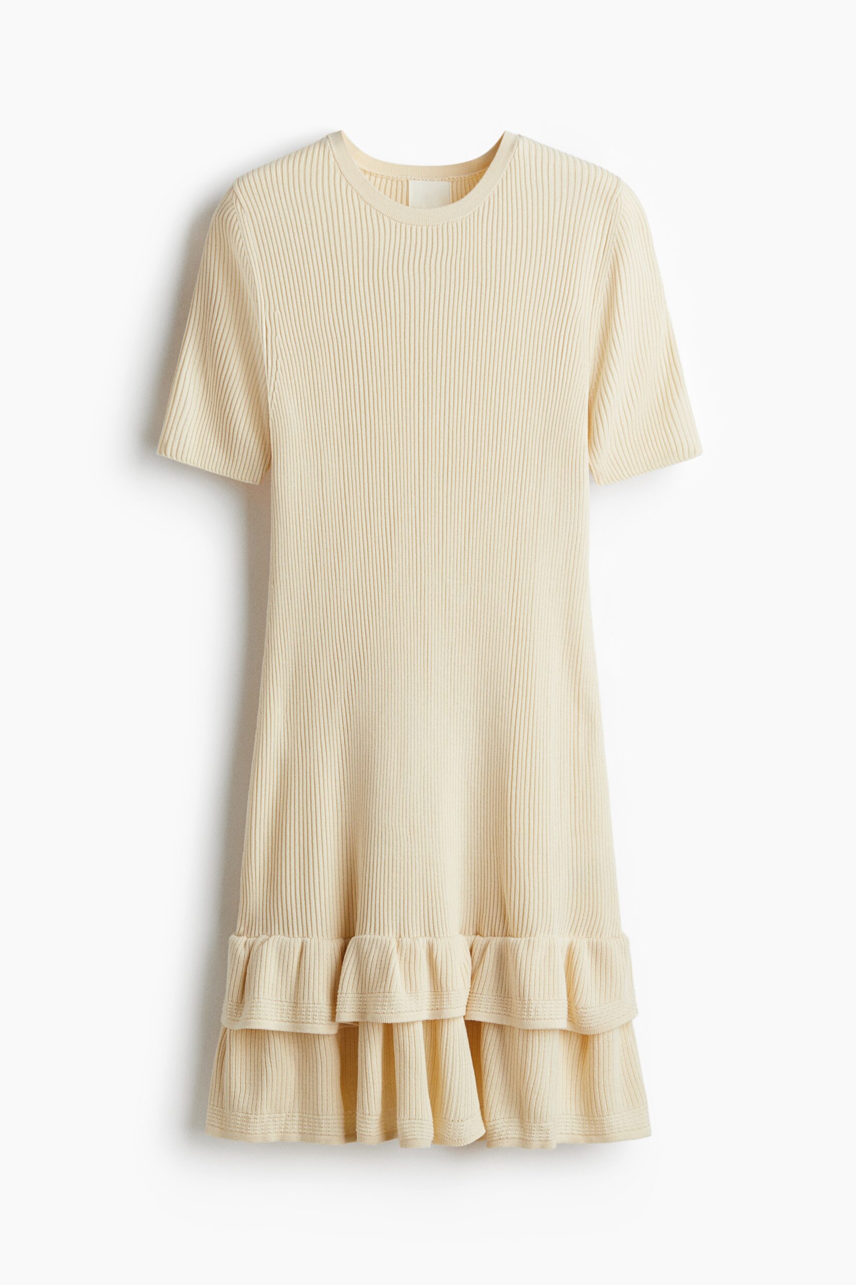 H & M - Ribgebreide jurk - Lichtbeige