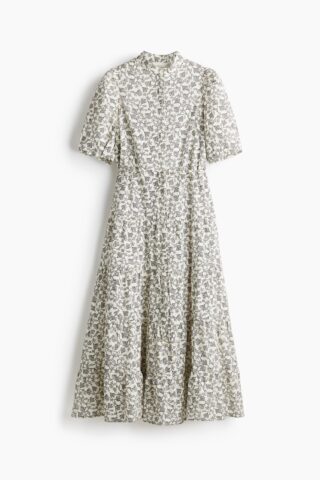 H & M - Lange katoenen jurk - Wit/Dessin