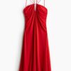 H & M - Gedrapeerde halterjurk - Rood