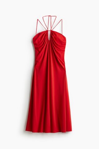 H & M - Gedrapeerde halterjurk - Rood