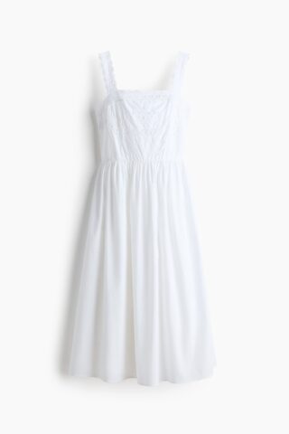 H & M - Katoenen jurk met broderie anglaise - Ivoorwit