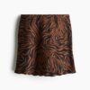 H & M - Satijnen slip-on rok - Bruin/Dessin