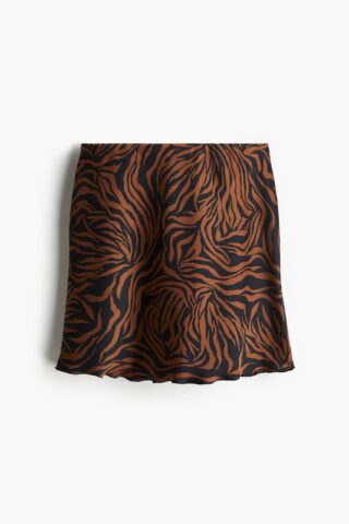 H & M - Satijnen slip-on rok - Bruin/Dessin