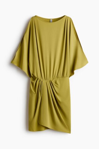 H & M - Gedrapeerde cold-shoulderjurk - Olijfgroen