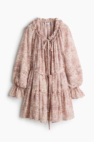 H & M - Oversized tuniekjurk - Lichtbeige/Paisleydessin