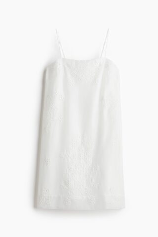 H & M - Strappy jurk met broderie anglaise - Wit