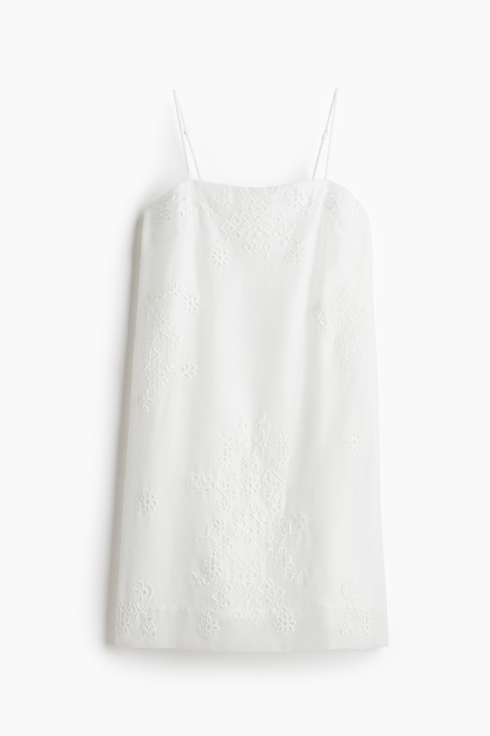 H & M - Strappy jurk met broderie anglaise - Wit