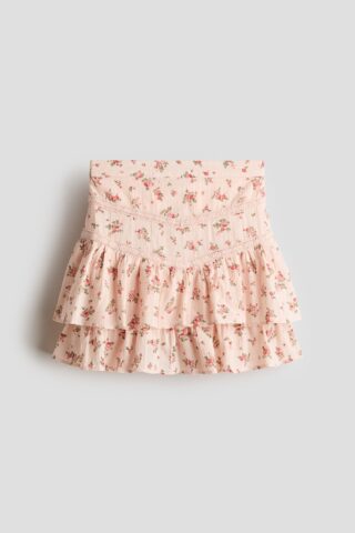 H & M - Katoenen volantrok - Poederroze/Bloemen