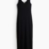 H & M - Lange tricot jurk - Zwart