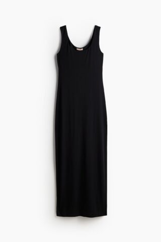 H & M - Lange tricot jurk - Zwart