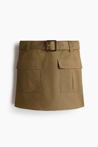 H & M - Utilityrok met ceintuur - Kakigroen