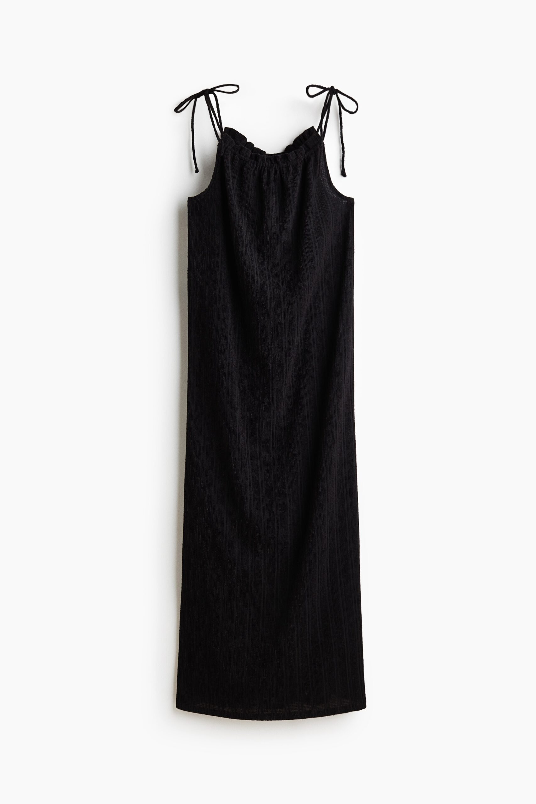 H & M - Crinklejurk met strikbandjes - Zwart