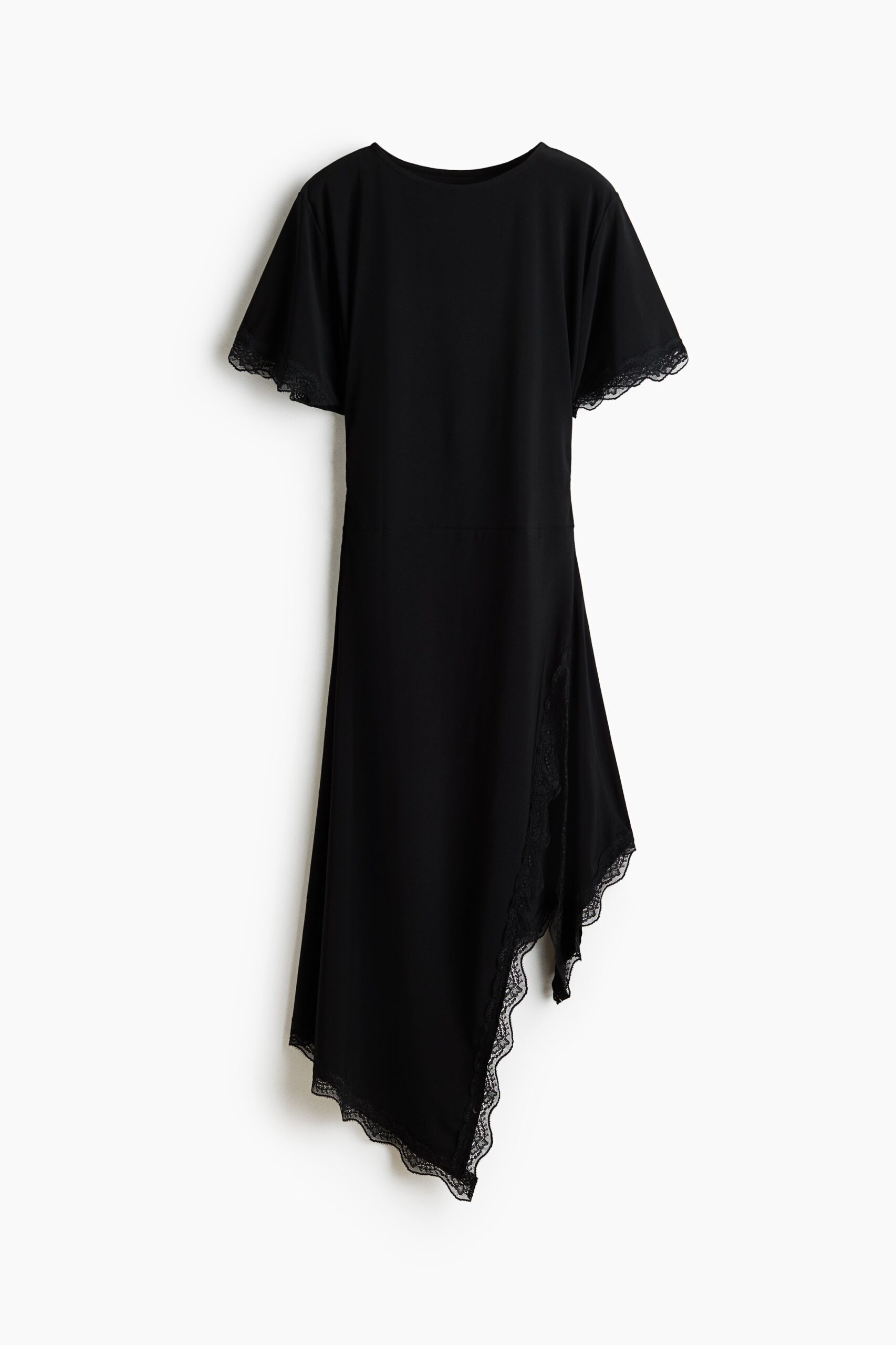 H & M - Tricot jurk met kant - Zwart