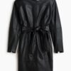 H & M - Gecoate jurk met strikceintuur - Zwart