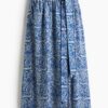 H & M - Popeline rok met strikbanden - Blauw/Paisleydessin