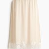 H & M - Rok met kanten bies - Lichtbeige