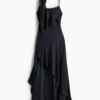 H & M - Satijnen jurk met sjaaldetail - Zwart