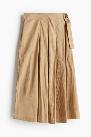 H & M - Geplooide overslagrok - Beige