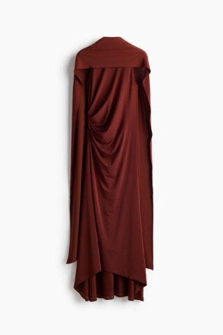 H & M - Gedrapeerde jurk met sjaaldetail - Roestbruin