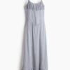 H & M - Jurk met strikschouderbandjes en volant - Grijs