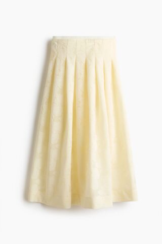 H & M - Jacquardgeweven plooirok - Lichtgeel