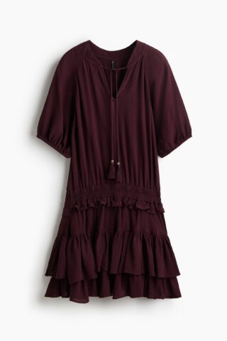 H & M - Jurk met volants - Bordeauxrood