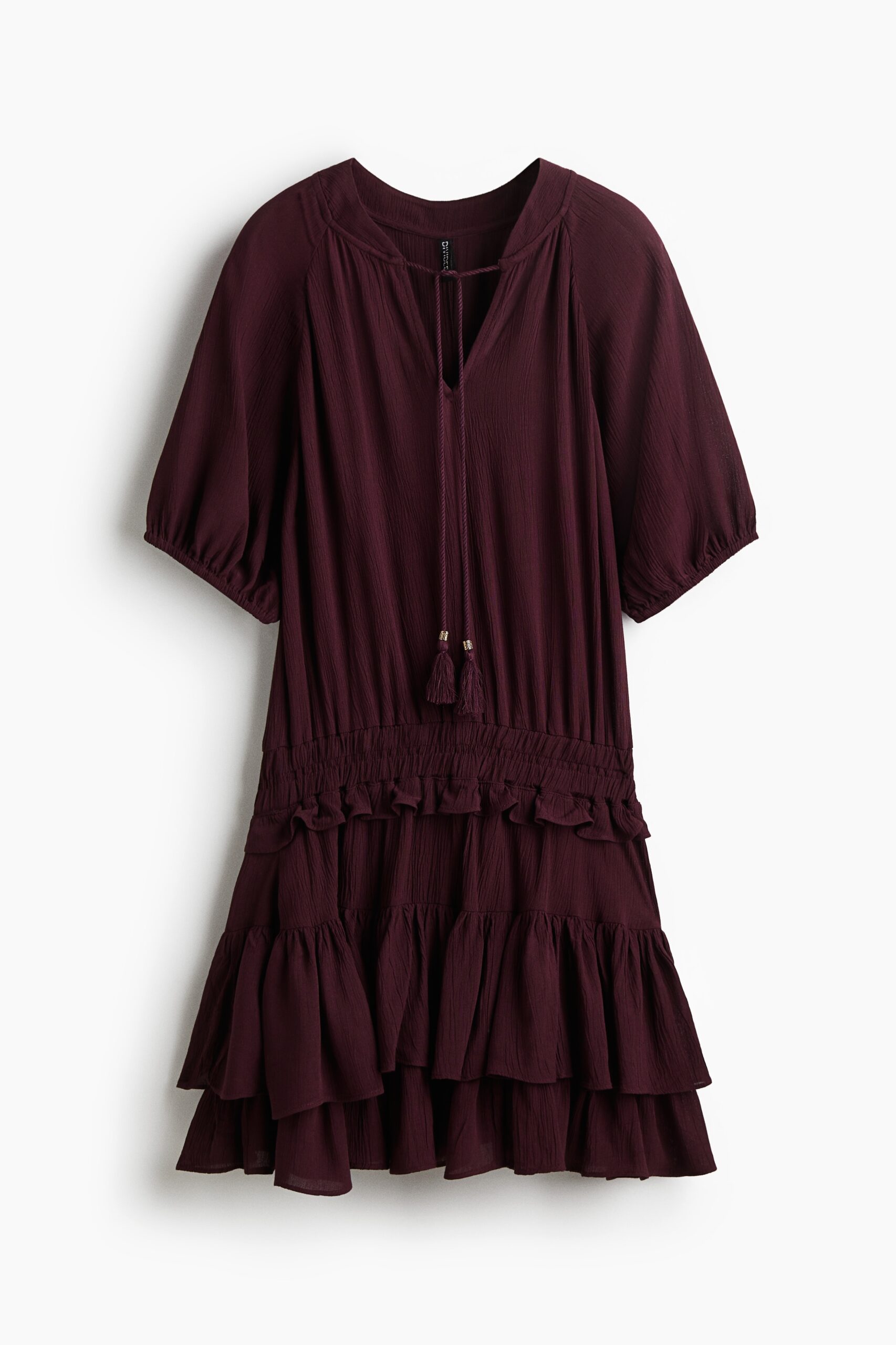 H & M - Jurk met volants - Bordeauxrood H & M - Jurk met volants - Bordeauxrood