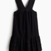 H & M - Katoenen jurk met borduursel - Zwart