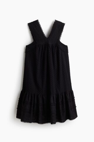 H & M - Katoenen jurk met borduursel - Zwart