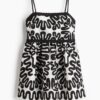 H & M - Strappy jurk met borduursel - Wit/Dessin