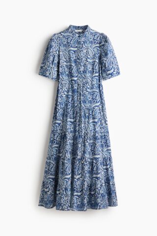 H & M - Lange katoenen jurk - Blauw/Paisleydessin
