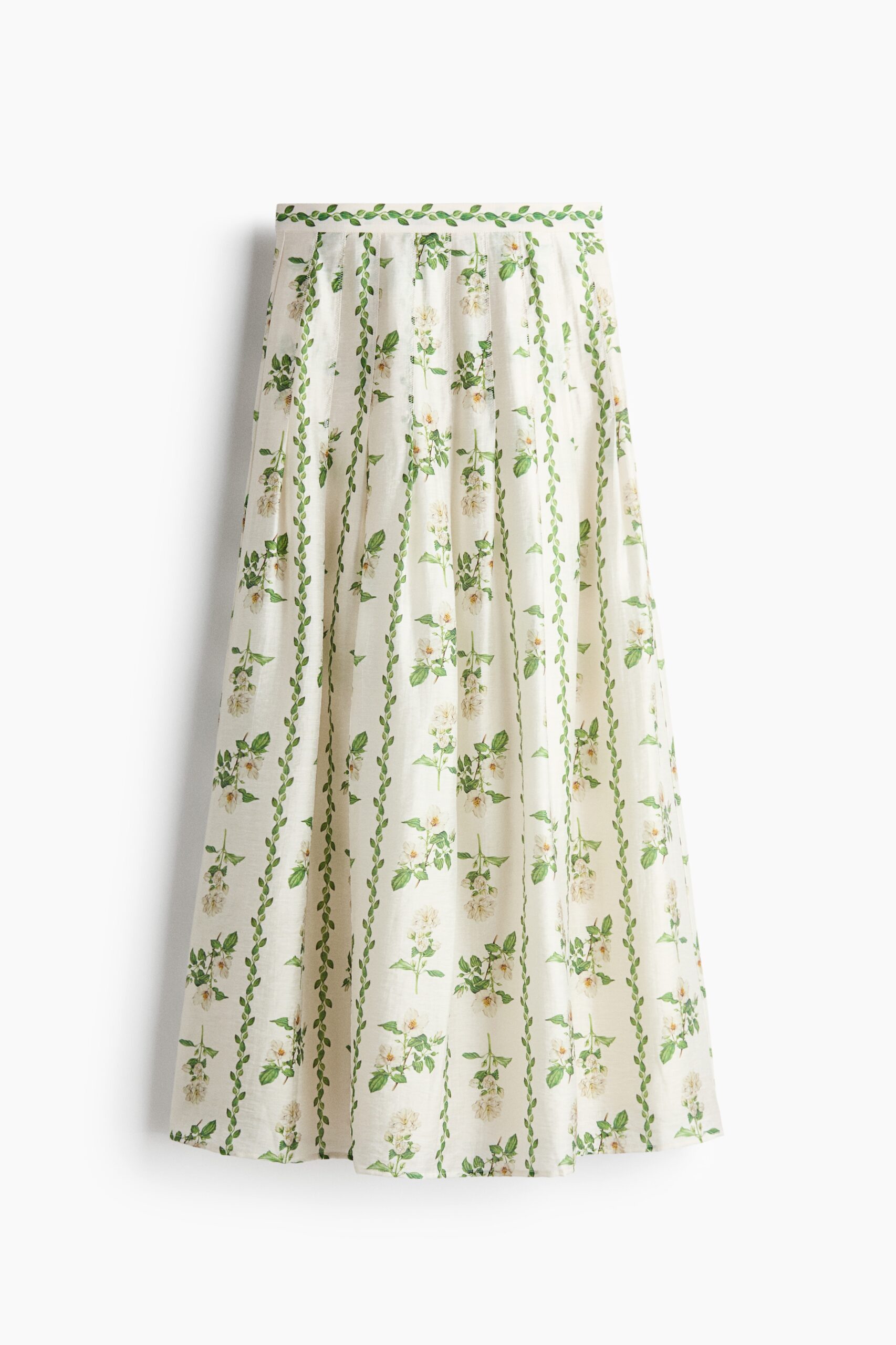 H & M - Uitlopende rok van linnenmix - Ivoorkleurig/Bloemen H & M - Uitlopende rok van linnenmix - Ivoorkleurig/Bloemen