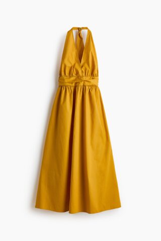 H & M - Katoenen halterjurk - Mosterdgeel