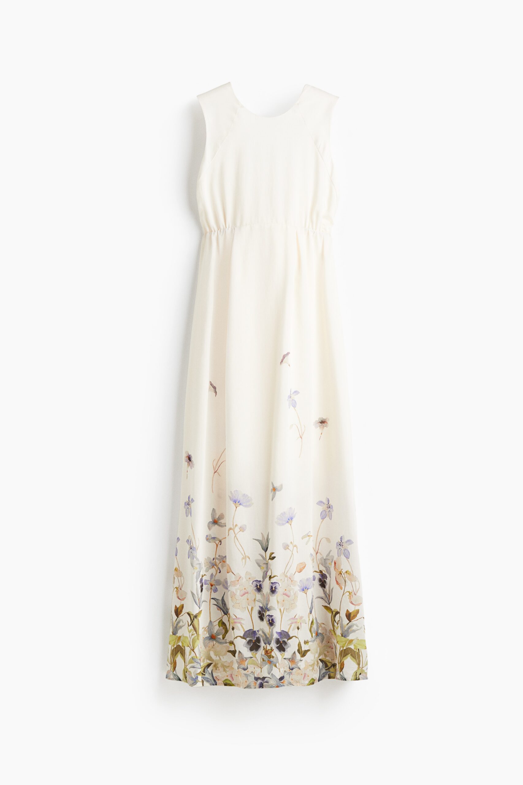 H & M - MAMA Lange jurk met strik - Wit/Bloemen H & M - MAMA Lange jurk met strik - Wit/Bloemen